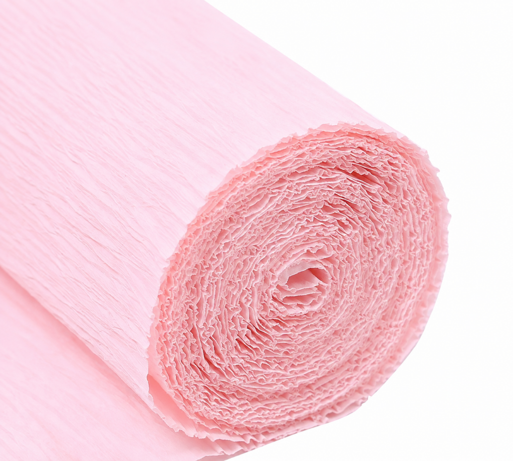 Pink crepe paper roll for making paper flowers