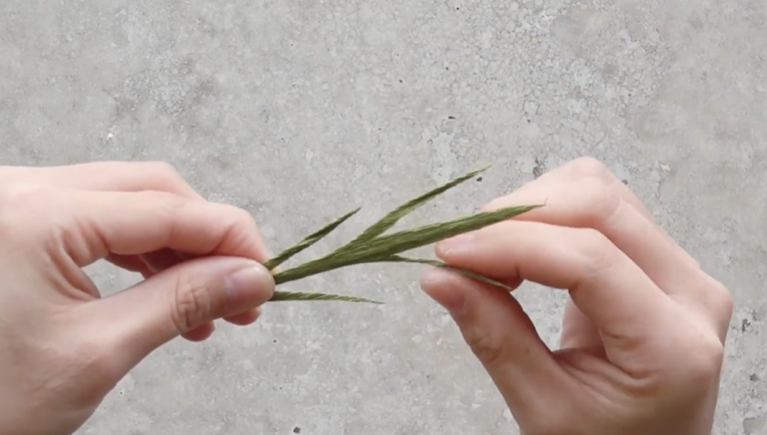 Shaping thin pointed crepe paper cosmos leaves with fingers for a natural look