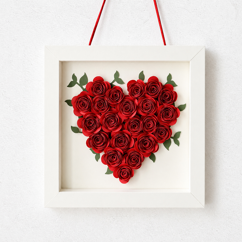Paper Flower Wall Art: Turn Rolled Paper Roses into a Heart-Shaped Frame